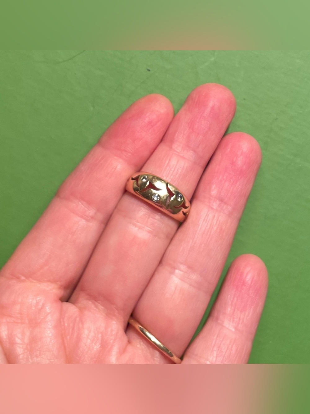 Vintage 14K Diamond Seagull Dome Ring, 7